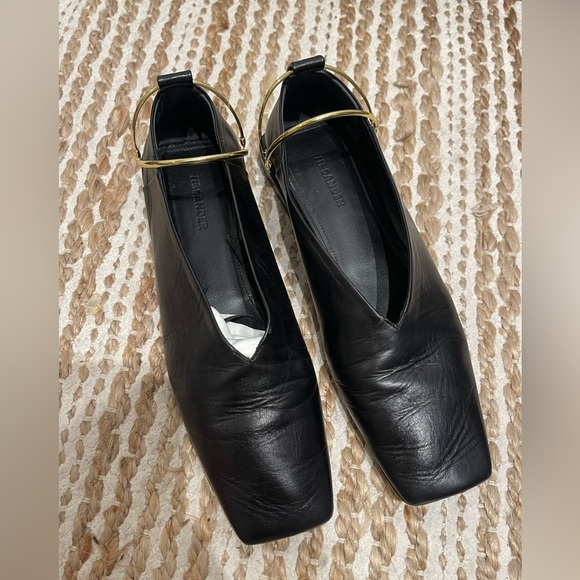 Jil Sander Square Toe Ballerina Anklet Flat - Picture 1 of 2